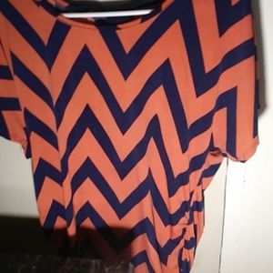 Black striped orange blouse